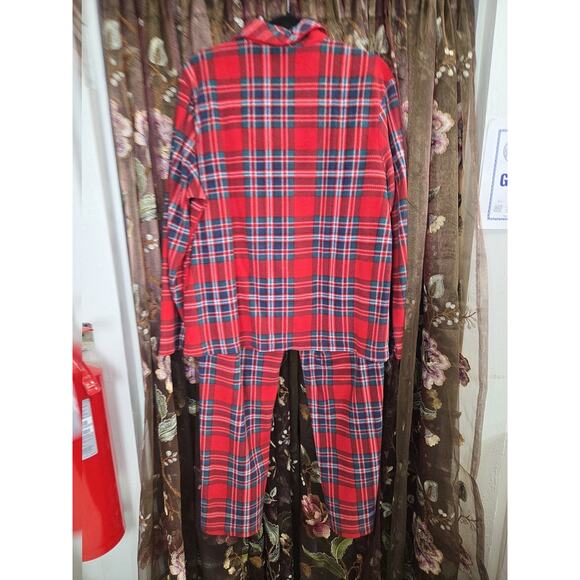 Ralph Lauren Womens Red Plaid Crest Christmas Pajama Pjs Set Top Pants Sz L - Picture 11 of 12